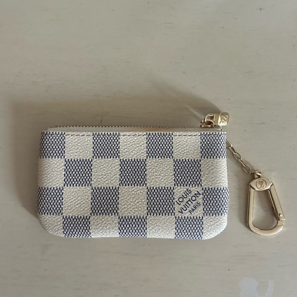 Louis Vuitton White Checkered Key Pouch